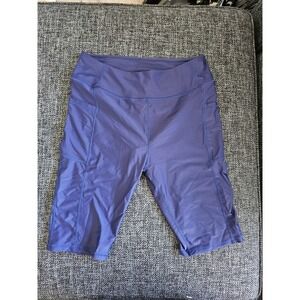 Unbranded Biker Shorts Women Large Blue New Side Pockets Athletic Yoga